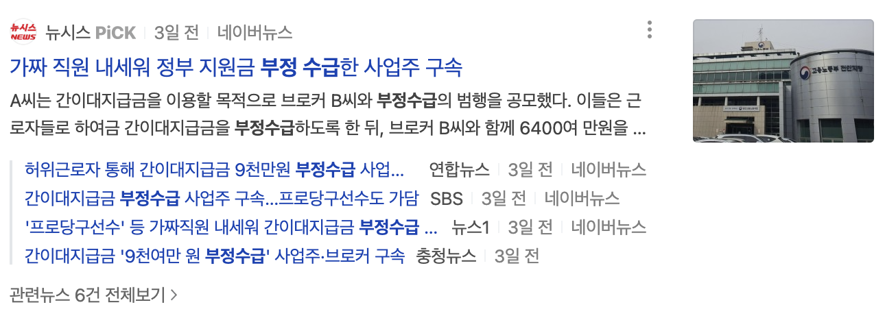 부정 수급 기사